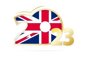 Year 2023 with United Kingdom Flag pattern. vector