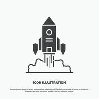 Rocket. spaceship. startup. launch. Game Icon. glyph vector gray symbol for UI and UX. website or mobile application