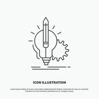 Idea. insight. key. lamp. lightbulb Icon. Line vector gray symbol for UI and UX. website or mobile application