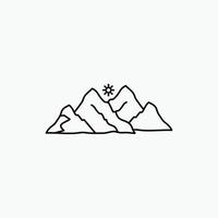 montaña. paisaje. Cerro. naturaleza. icono de línea de escena. ilustración vectorial aislada vector