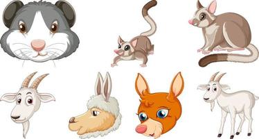 Set of various animals cartoon characters vector