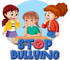 Stop Bullying text with cartoon character vector