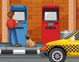 ATM machine street scene vector