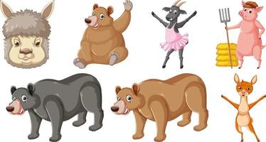 Set of various animals cartoon characters vector