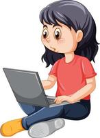 A girl using laptop cartoon vector