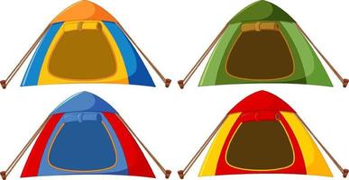 Camping tent in different colour set vector