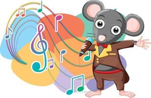 Rat singer cartoon character on white background vector