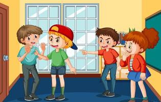 School bullying with student cartoon characters vector