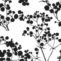 Seamless background with branches of beautiful hand-drawn silhouette gypsophila vector