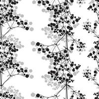 Seamless background with branches of beautiful hand-drawn silhouette gypsophila vector