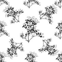 Seamless background with branches of beautiful hand-drawn silhouette gypsophila vector