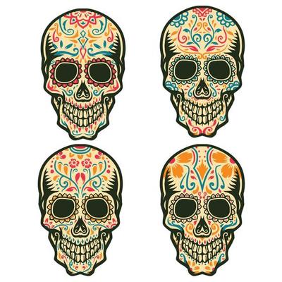 Set of sugar skull, Isolated on white background.