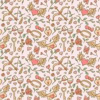 Seamlaess valentine's pattern, hand drawn line with digital color, vector illustration
