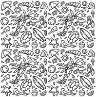 Hand drawn beach element pattern, vector illustration