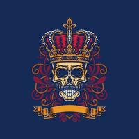 Skull with king crown, isolated on dark background vector