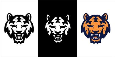 icono de tigre con tres variaciones de color vector