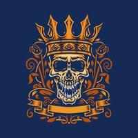 Skull with king crown, isolated on dark background vector