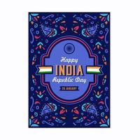 feliz día de la república india, plantilla de póster en estilo de arte indio vector