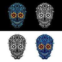 Set of ornamental skull, isolated on dark and bright background vector