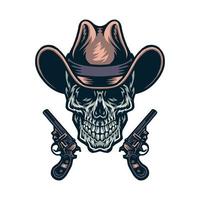 Vector illustration of cowboy skull