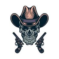 Vector illustration of cowboy skull