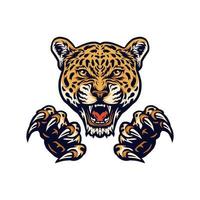 Jaguars and claws illustrations using a hand drawing style continued with digital coloring, this is a combination of hand drawing style and digital color vector