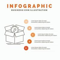 carga, rendimiento, productividad, progreso, plantilla de infografías de trabajo para sitio web y presentación. icono de línea gris con ilustración de vector de estilo infográfico naranja