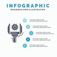 automatización. industria. máquina. producción. plantilla de infografía robótica para sitio web y presentación. icono de glifo gris con ilustración de vector de estilo infográfico azul.