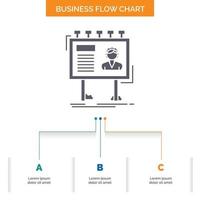 advertisement. advertising. billboard. poster. board Business Flow Chart Design with 3 Steps. Glyph Icon For Presentation Background Template Place for text. vector