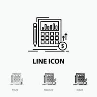 Calculation. data. financial. investment. market Icon in Thin. Regular and Bold Line Style. Vector illustration