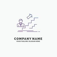 promotion. Success. development. Leader. career Purple Business Logo Template. Place for Tagline vector