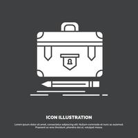 briefcase. business. financial. management. portfolio Icon. glyph vector symbol for UI and UX. website or mobile application