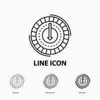 Consumption. cost. expense. lower. reduce Icon in Thin. Regular and Bold Line Style. Vector illustration