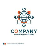 Function. instruction. logic. operation. meeting Logo Design. Blue and Orange Brand Name Design. Place for Tagline. Business Logo template. vector