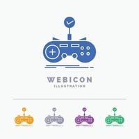 Check. controller. game. gamepad. gaming 5 Color Glyph Web Icon Template isolated on white. Vector illustration