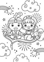 Arabian Prince and Princess coloring pages vector