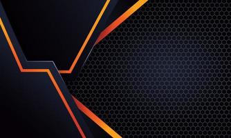 Dark abstract background with yellow orang line gradient shapes. with hexagon pattern. - Vector. vector