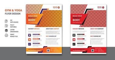 Gym fitness training center flyer social media post business cover and annual report design
