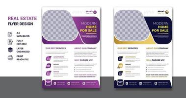 Real estate, construction, company flyer home selling business cover page design template vector