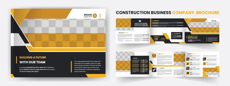 Construction, Real Estate, Company landscape tri fold Business brochure design, Leaflet, Poster.