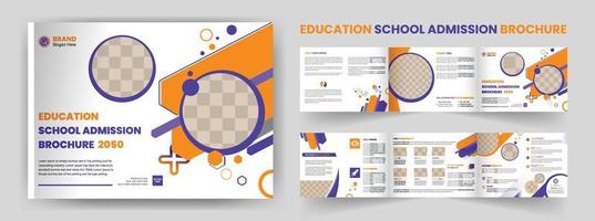 Education institute admission landscape corporate Tri fold business brochure template design vector