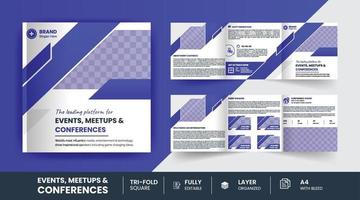 Conference square webinar trifold business 6 Page Brochure Cover background design. vector