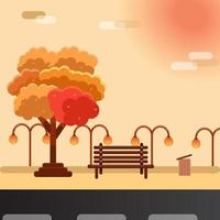 Summer background, summer flat design, hand drawn summer vibe with tree and chair vector