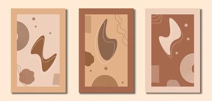 Set of mid century modern minimalist art print with shape abstract background vector