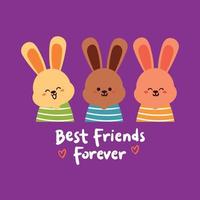 cute cartoon bunny best friend card vector