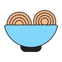 A yummy icon of pasta bowl vector