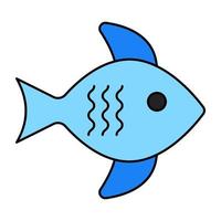 A flat design icon of fish vector