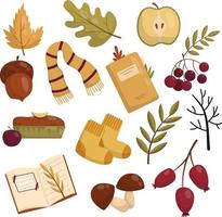 Autumn vector set with leaves and things