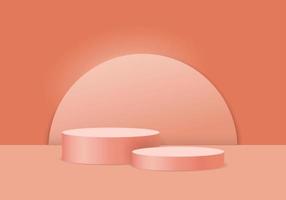 productos de fondo 3d esfera naranja el fondo es una forma circular con luz blanca que se proyecta sobre la escena. como el sol para aumentar el protagonismo de los productos que se colocan vector
