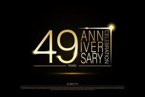 49 year golden anniversary gold logo on black background, vector design for celebration.